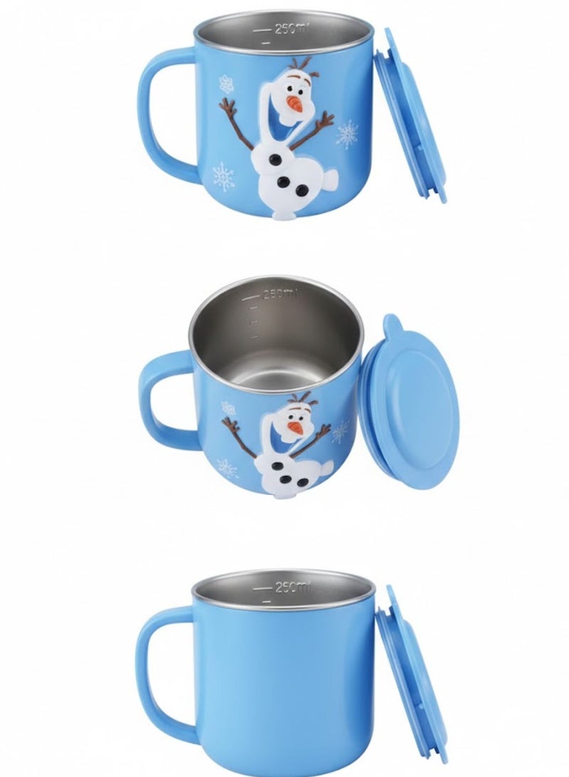 Disney Kids Stainless Steel Drinking Mug with Lid – Cartoon Design | Double Wall Insulated Cup for Hot & Cold Drinks | Leak-Resistant, Safe & Durable Children Mug (Olaf) - Image 3